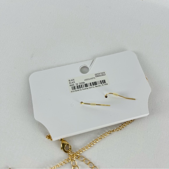 Charming Charlie Gold Tone Long Necklace And Earrings Set New - Picture 11 of 12